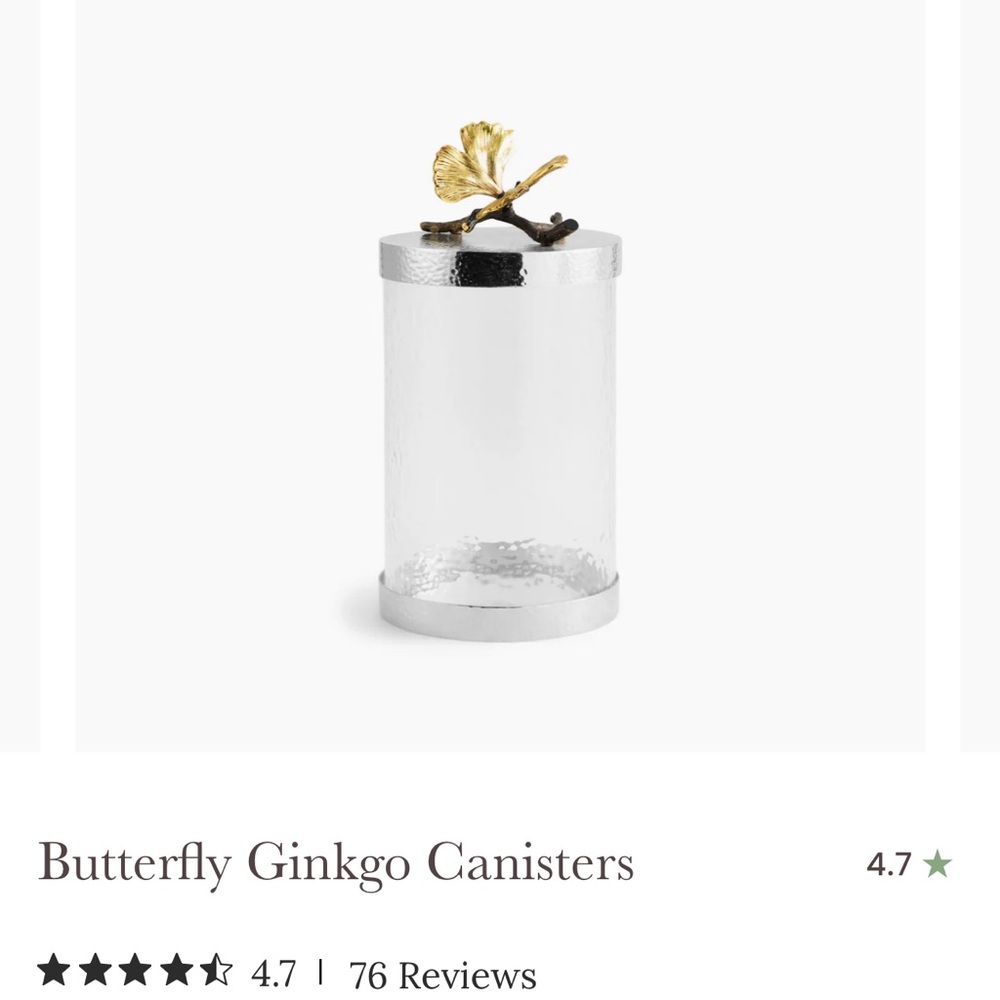 Michael Aram Butterfly Ginkgo Canister - Silver and Gold